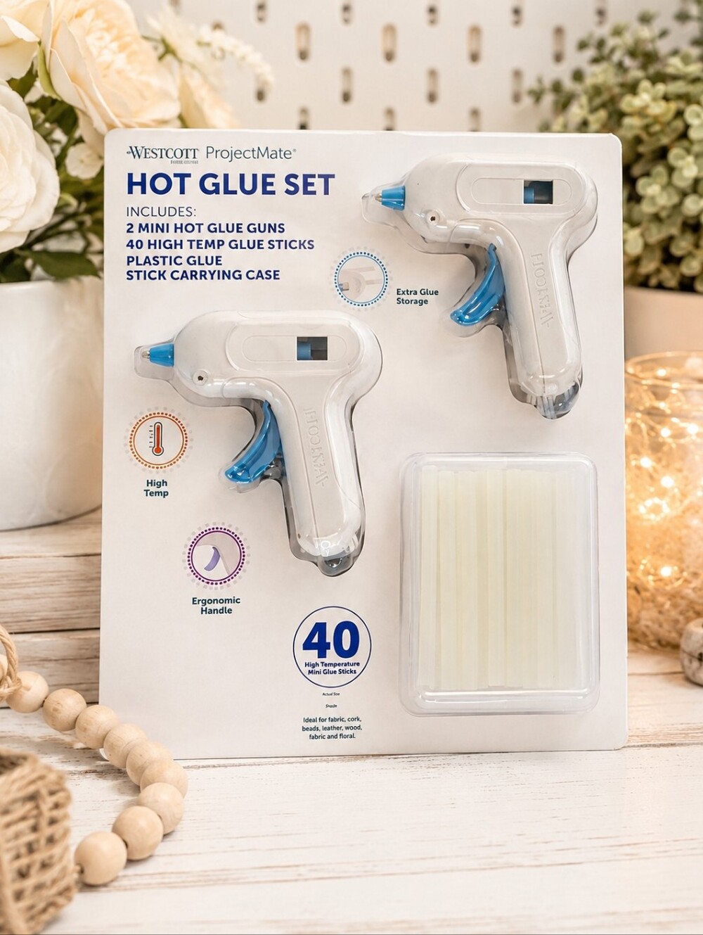 Westcott ProjectMate Mini Hot Glue Gun Set 2 Guns 40 Glue Sticks NEW